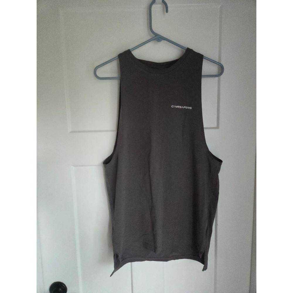 Gymreapers Mens Muscle Tank Top Gray Sleeveless Gym Shirt Skull Logo Size M